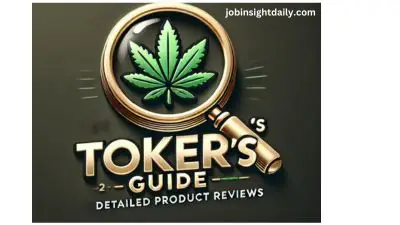 Toker's Guide logo featuring a cannabis leaf inside a magnifying glass, symbolizing detailed cannabis product reviews.